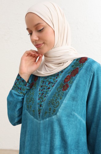 Robe Hijab Pétrole 9099-06