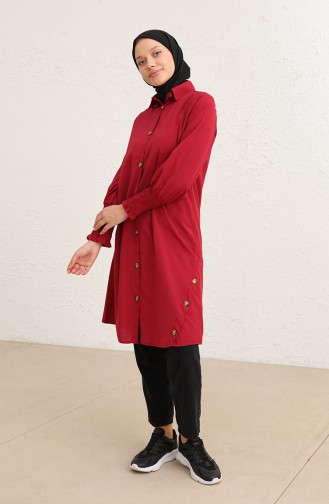 Tofisa Düğmeli Tunik 3693-01 Bordo