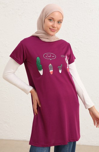 Long Tshirt İmprimé 8134-15 Plum 8134-15