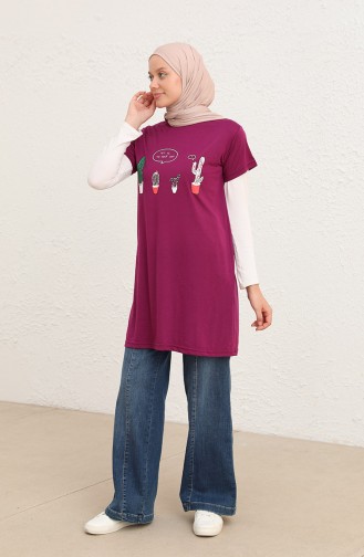 Long Tshirt İmprimé 8134-15 Plum 8134-15