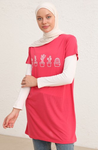 Baskılı Tshirt 8133A-04 Pembe