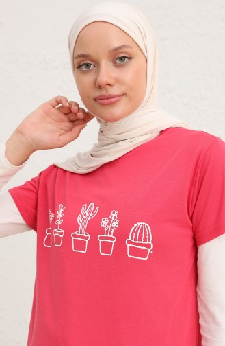 Baskılı Tshirt 8133A-04 Pembe