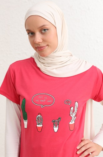 Long Tshirt İmprimé 8134-13 Rose 8134-13