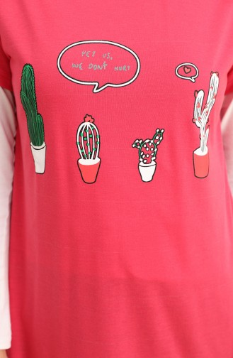 Printed Long Tshirt 8134-13 Pink 8134-13