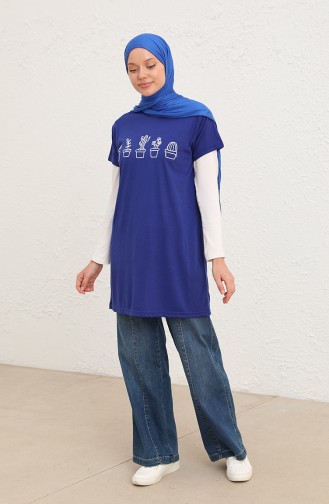 Tshirt İmprimé 8133-07 Bleu Roi 8133-07