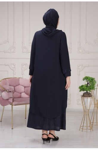Dunkelblau Hijab-Abendkleider 3161-02