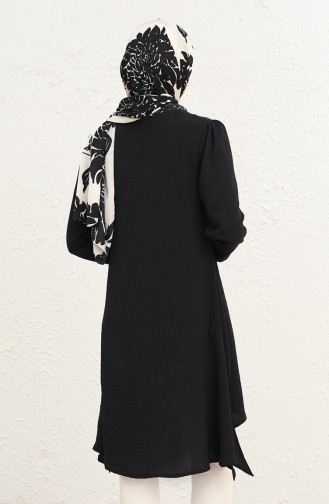Pervaz Yakalı Asimetrik Tunik 445008 Siyah