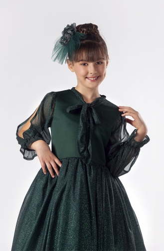 Green Children`s Dress 02