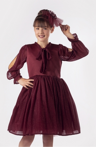 Claret Red Children`s Dress 06