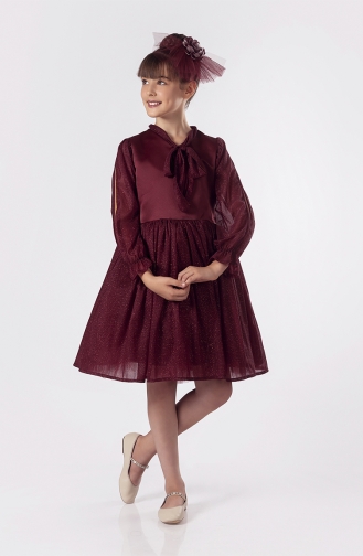 Claret Red Children`s Dress 06