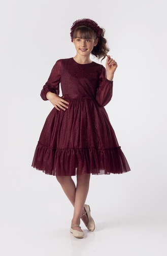 Claret Red Children`s Dress 06