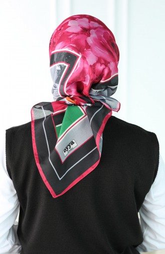 Oyya Desenli Soft Eşarp 80964-06 Fuşya Siyah