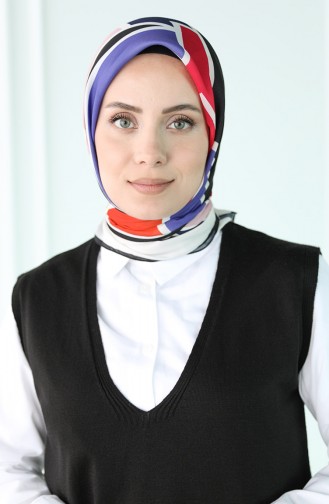 Oyya Soft Geometrik Desen Eşarp 80965-04 Siyah Krem