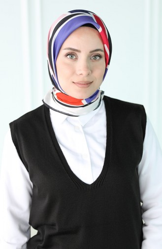 Oyya Soft Geometrik Desen Eşarp 80965-04 Siyah Krem