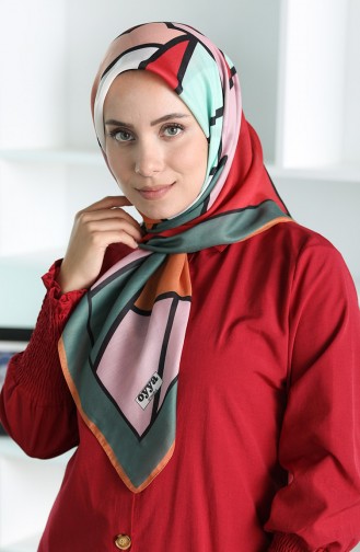 Oyya Soft Geometrik Desen Eşarp 80965-06 Kavuniçi Yeşil