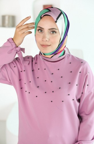 Oyya Soft Geometrik Desen Eşarp 80965-10 Mor Lila