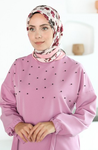 Oyya Soft Menekşe Desen Eşarp 80966-07 Koyu Bej Krem