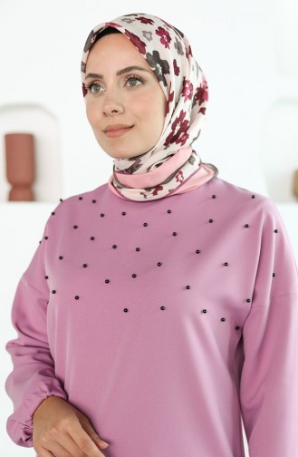Oyya Soft Menekşe Desen Eşarp 80966-07 Koyu Bej Krem