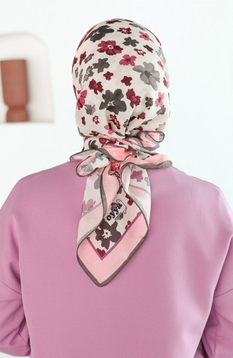 Oyya Soft Menekşe Desen Eşarp 80966-07 Koyu Bej Krem