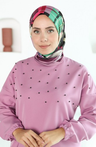 Oyya Soft Ekose Desen Eşarp 80967-05 Lila Yeşil