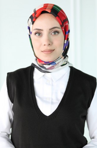 Oyya Soft Ekose Desen Eşarp 80967-08 Siyah Krem