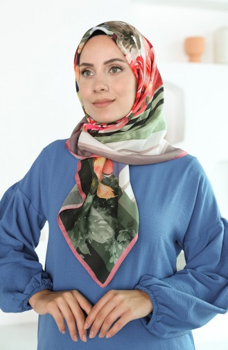 Oyya Soft Floral Desen Eşarp 80969-02 Pudra Vizon