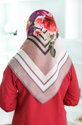 Oyya Soft Floral Desen Eşarp 80969-08 Sütlü kahve Krem