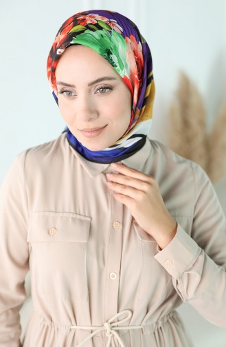 Oyya Soft Floral Desen Eşarp 80969-11 Siyah Saks