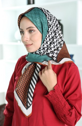 Oyya Soft Kazayağı Desen Eşarp 80970-07 Kiremit Siyah