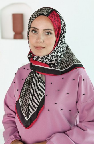 Oyya Soft Kazayağı Desen Eşarp 80970-11 Fuşya Siyah