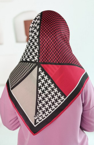 Oyya Soft Kazayağı Desen Eşarp 80970-11 Fuşya Siyah
