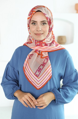 Oyya Soft Zincir Desen Eşarp 80971-05 Kiremit Fuşya