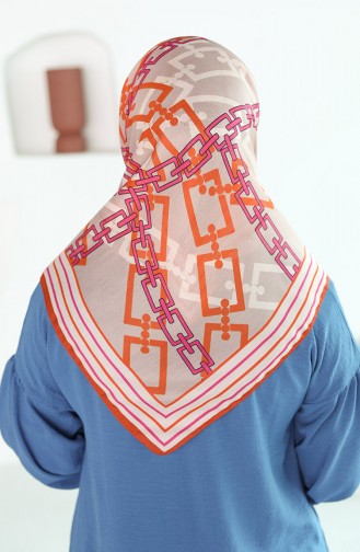 Oyya Soft Zincir Desen Eşarp 80971-05 Kiremit Fuşya