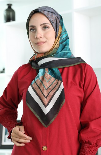 Oyya Soft Modern Desen Eşarp 80972-02 Haki Siyah