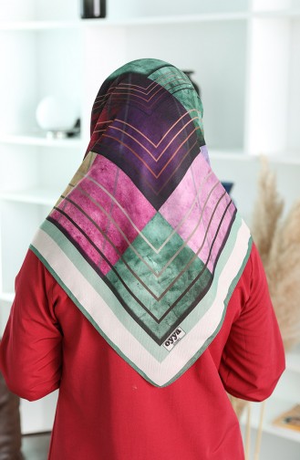 Oyya Soft Modern Desen Eşarp 80972-04 Zümrüt Yeşili Siyah