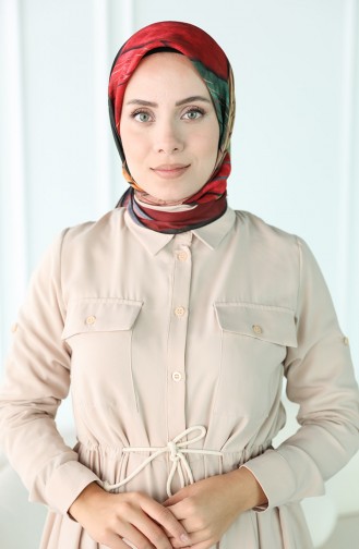Oyya Soft Modern Desen Eşarp 80972-07 Siyah Bordo
