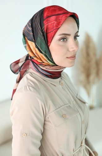 Oyya Soft Modern Desen Eşarp 80972-07 Siyah Bordo
