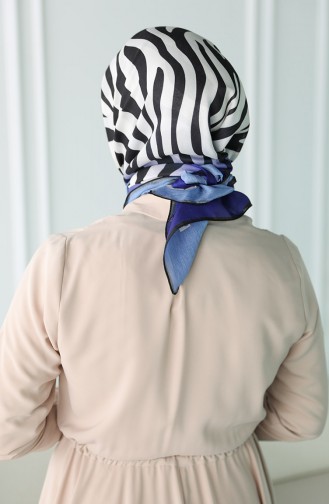 Oyya Soft Zebra Desen Eşarp 80974-07 Siyah Saks