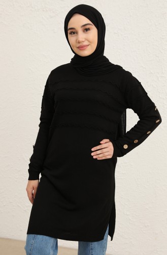 Gofreli Triko Tunik 0100-02 Siyah