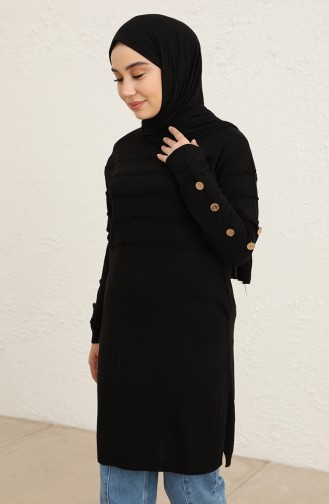 Gofreli Triko Tunik 0100-02 Siyah