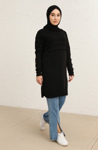 Gofreli Triko Tunik 0100-02 Siyah