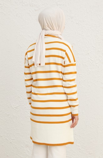 Triko Çizgili Balıkçı Yaka Tunik 22151-03 Hardal