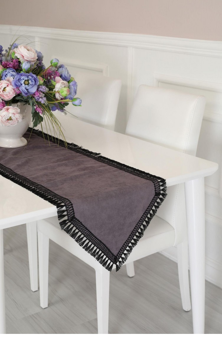 Püsküllü Şerit Runner 90X30 R 19 Gri Ba Ev R 19K 9
