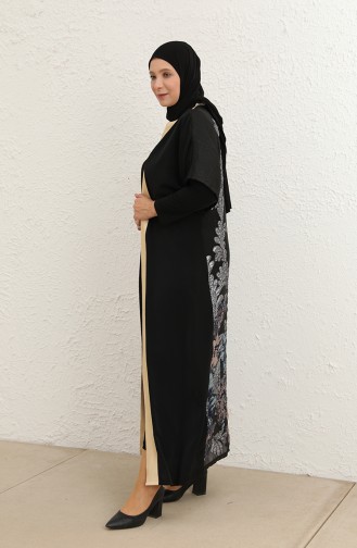 Schwarz Hijab Kleider 8104-01