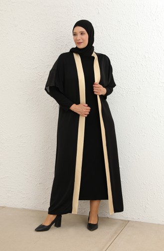 Schwarz Hijab Kleider 8104-01