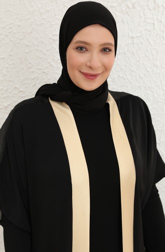 Schwarz Hijab Kleider 8104-01