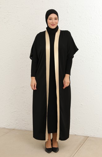 Schwarz Hijab Kleider 8104-02