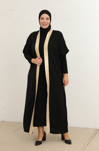 Schwarz Hijab Kleider 8104-02
