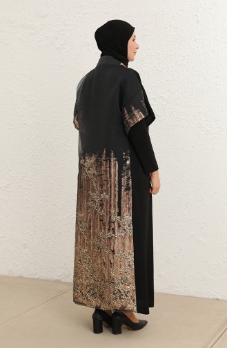 Große Größe Kleid-Abaya Zweiteiler 8103-01 Schwarz 8103-01