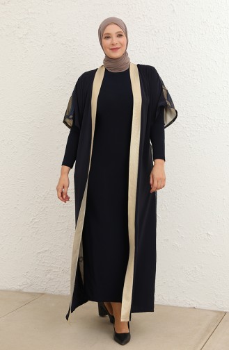 Navy Blue Hijab Dress 8105-02
